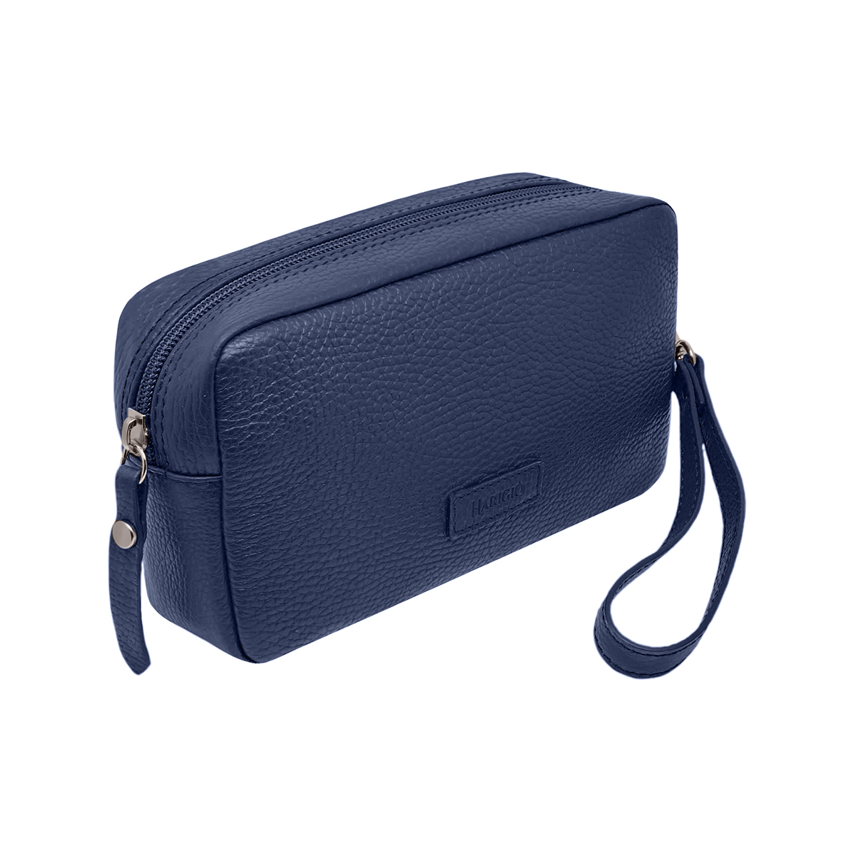 Borsello colore blu chiaro in vera pelle, marsupio da polso per uomo