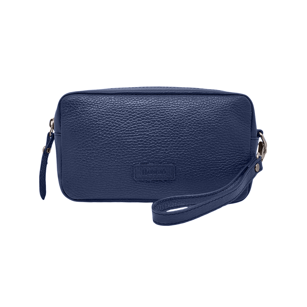 Borsello colore blu chiaro in vera pelle, marsupio da polso per uomo