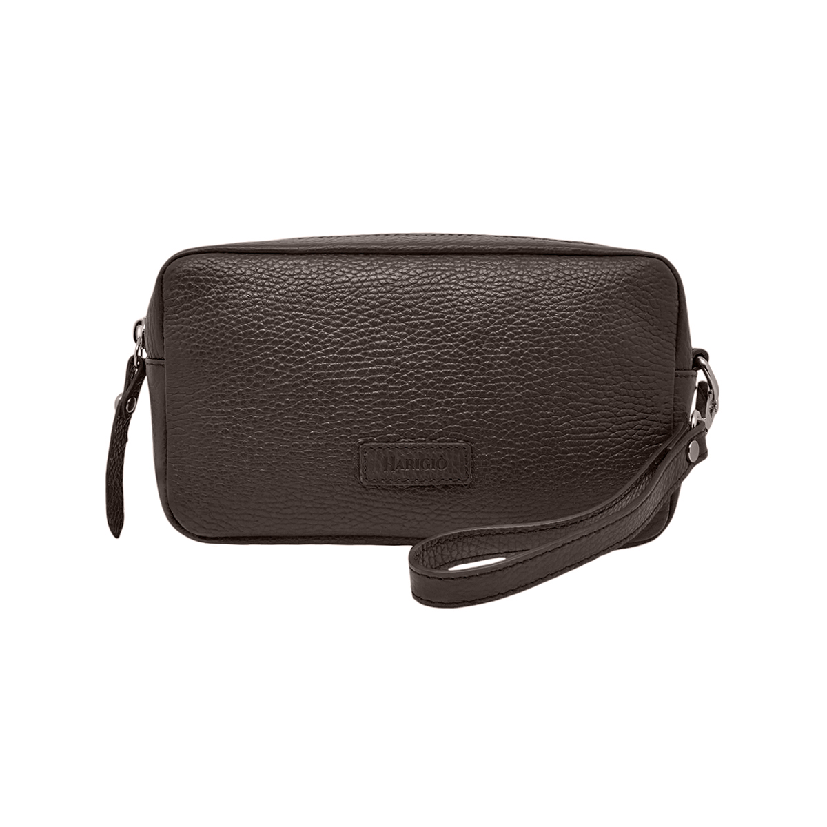 Borsello da uomo marrone con manico da polso removibile vera pelle