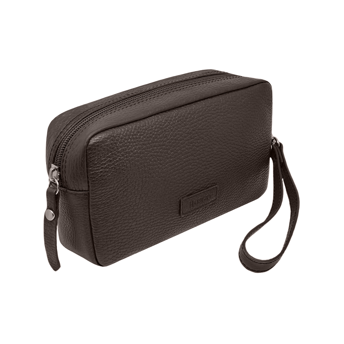 Borsello da uomo marrone con manico da polso removibile vera pelle