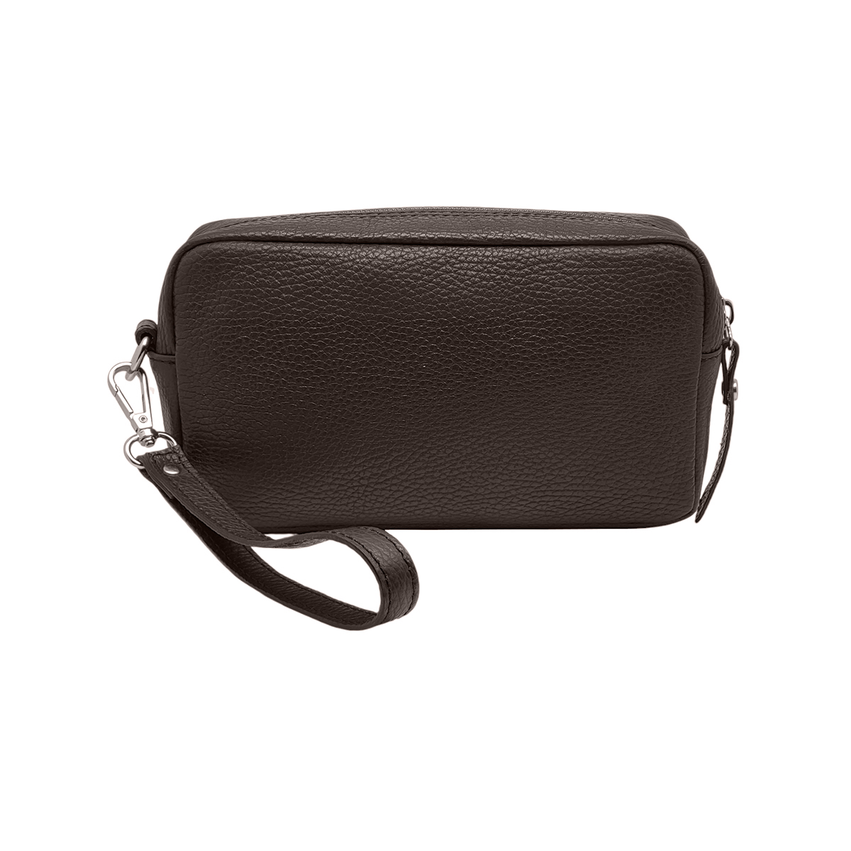 Borsello da uomo marrone con manico da polso removibile vera pelle