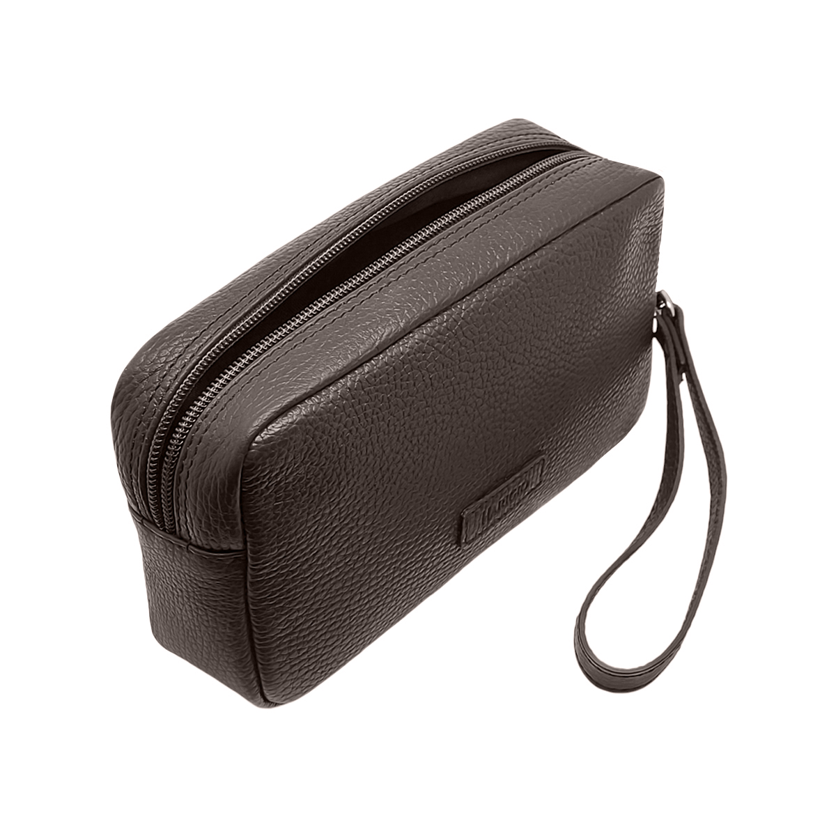 Borsello da uomo marrone con manico da polso removibile vera pelle