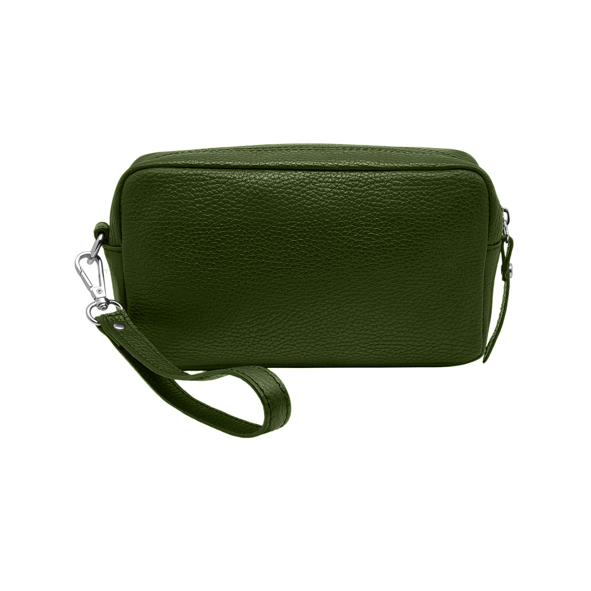 Borsello in vera pelle verde, marsupio da uomo maniglia da polso