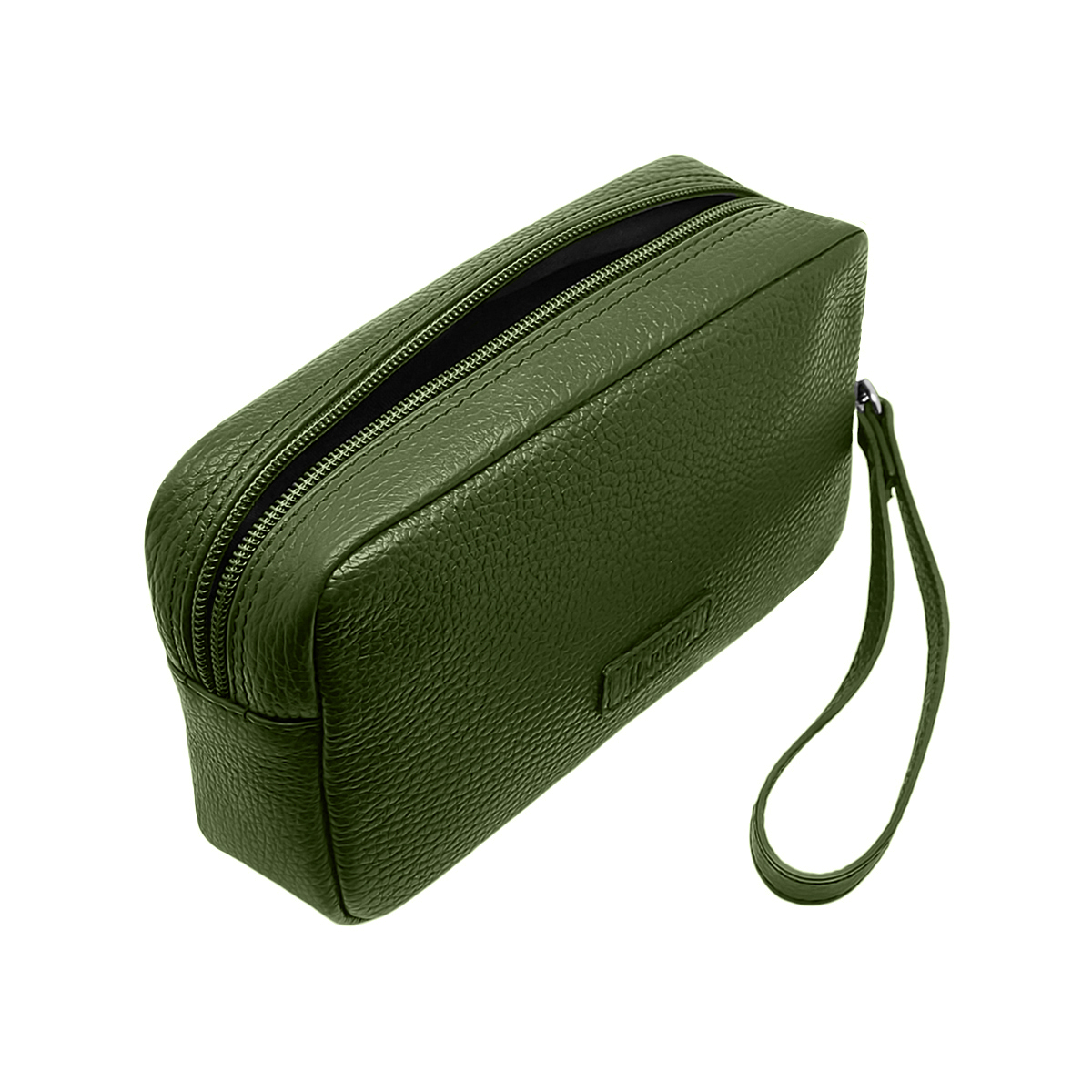 Borsello in vera pelle verde, marsupio da uomo maniglia da polso