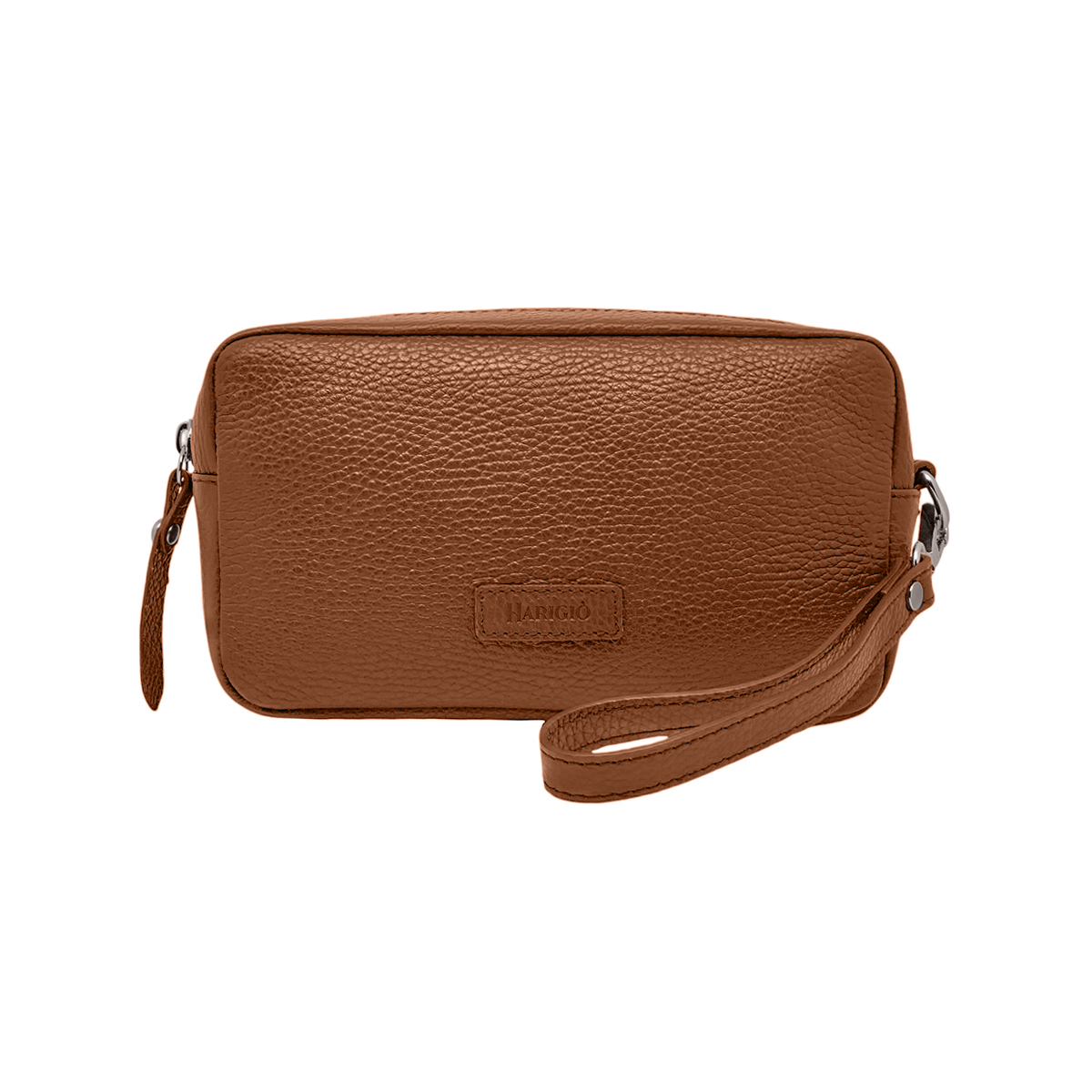 Borsello da uomo marrone chiaro, marsupio vera pelle manico polso