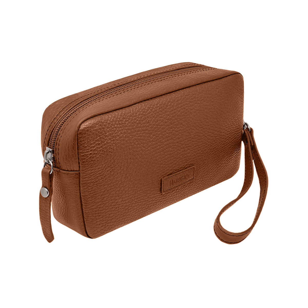 Borsello da uomo marrone chiaro, marsupio vera pelle manico polso