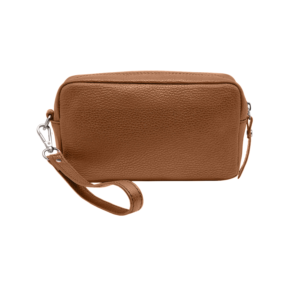 Borsello da uomo marrone chiaro, marsupio vera pelle manico polso