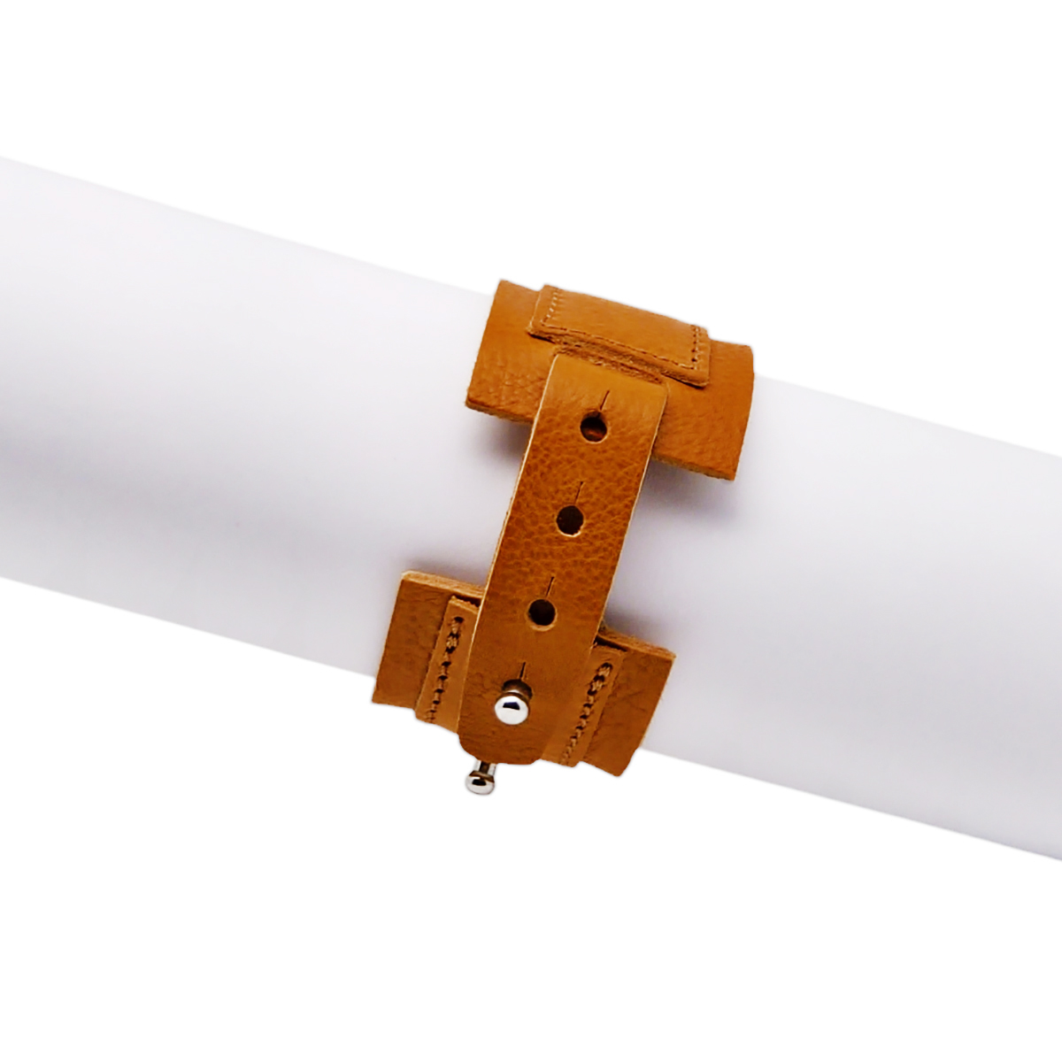 Bracciale regolabile vera pelle cuoio chiaro, braccialetto unisex