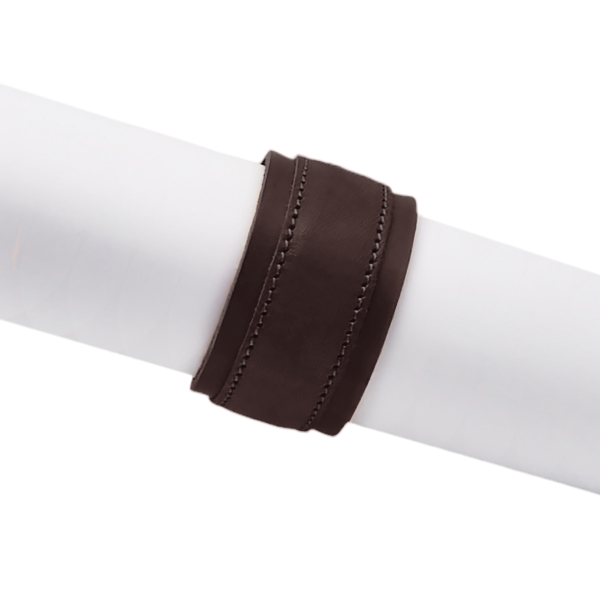 Bracciale unisex in vera pelle colore marrone, cinturino regolabile