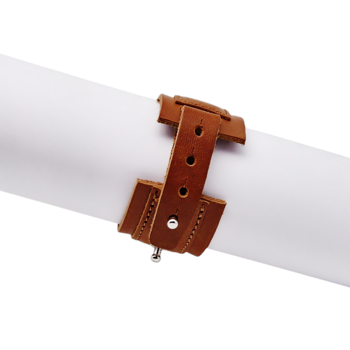 Bracciale in vera pelle colore cuoio, braccialetto unisex regolabile