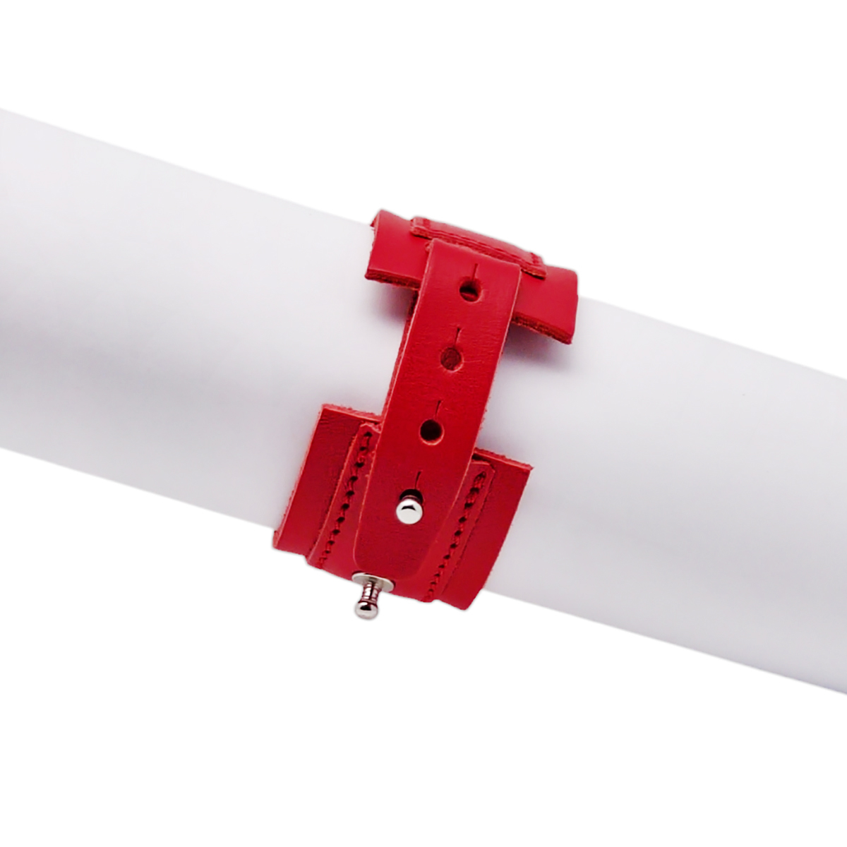 Bracciale in pelle rosso, braccialetto uomo donna regolabile