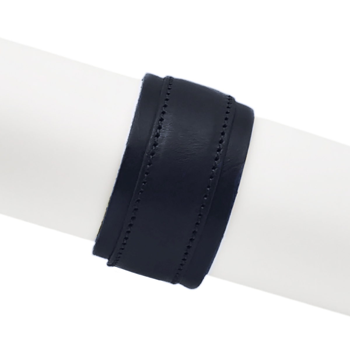 Bracciale a fascia larga in vera pelle blu, braccialetto unisex