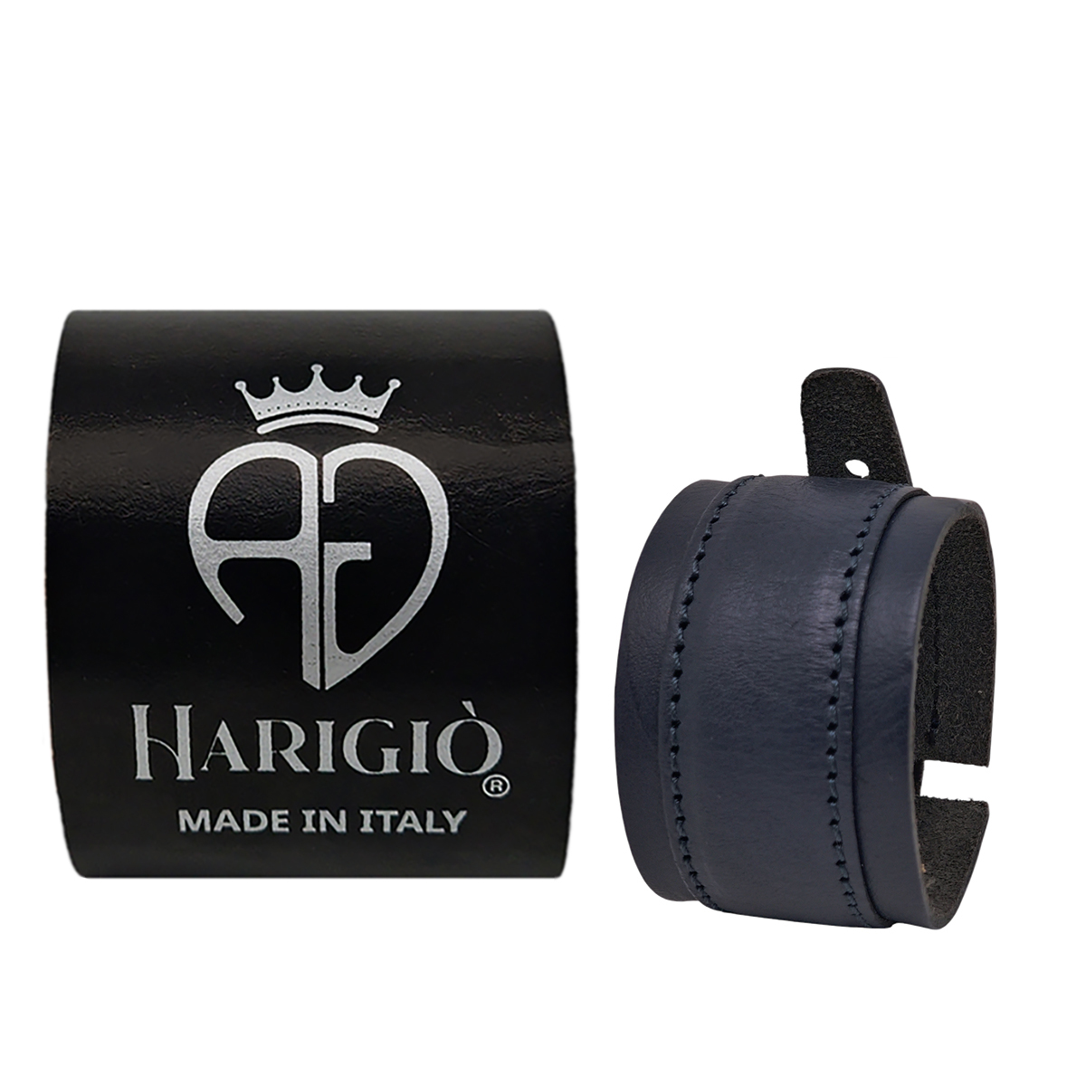 Bracciale a fascia larga in vera pelle blu, braccialetto unisex