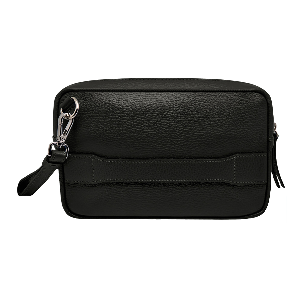 Pochette da uomo nero manico da polso removibile, borsello vera pelle