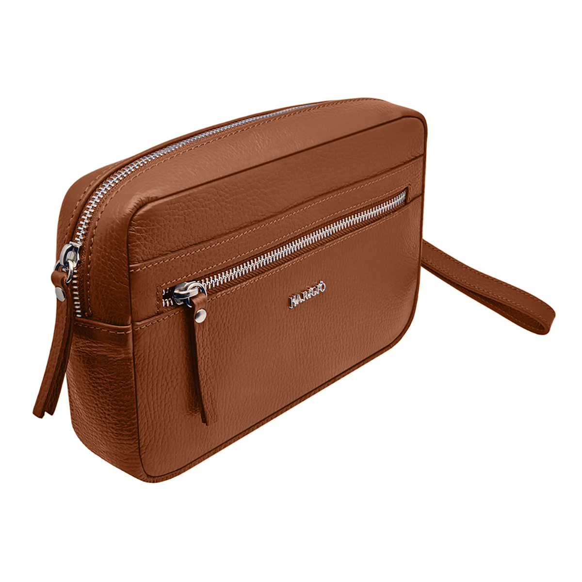 Pochette da uomo colore marrone chiaro, borsello a mano in vera pelle