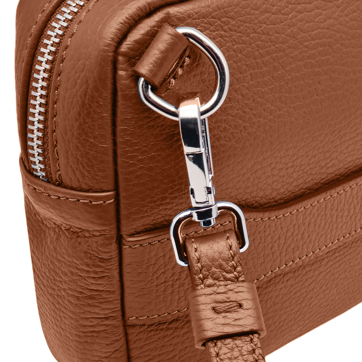 Pochette da uomo colore marrone chiaro, borsello a mano in vera pelle