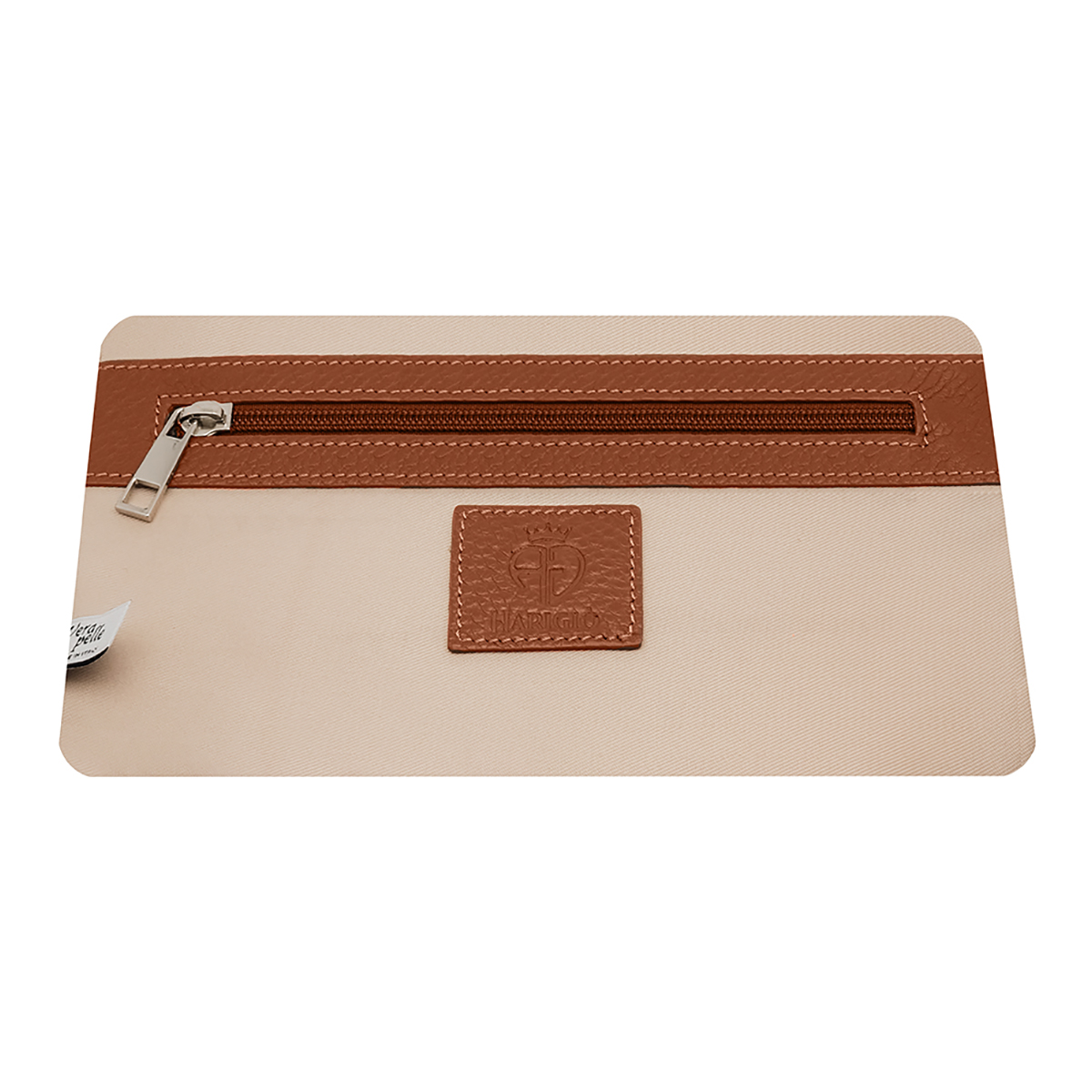 Pochette da uomo colore marrone chiaro, borsello a mano in vera pelle