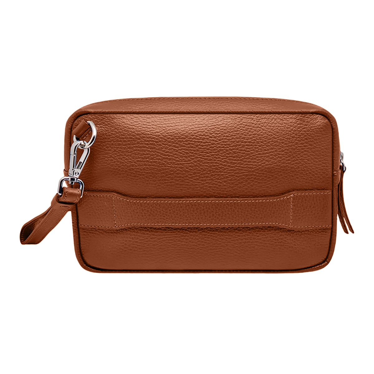 Pochette da uomo colore marrone chiaro, borsello a mano in vera pelle