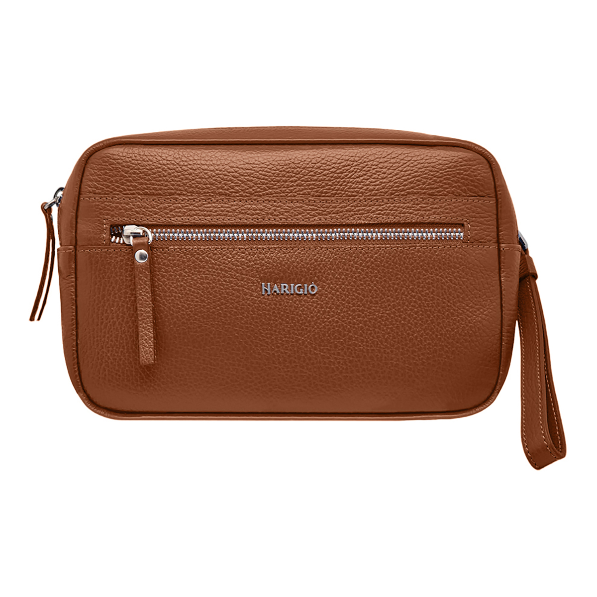 Pochette da uomo colore marrone chiaro, borsello a mano in vera pelle