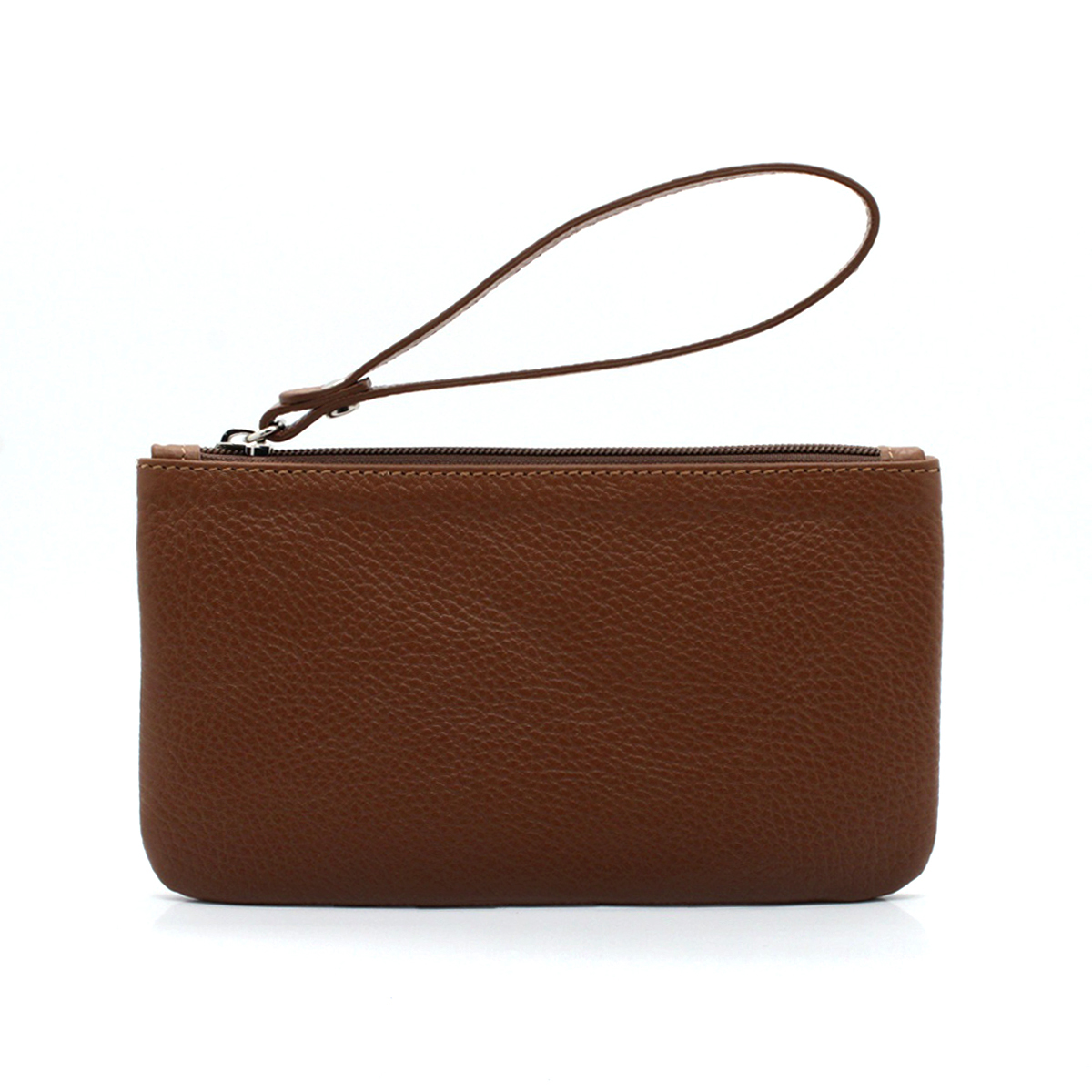 Pochette Unisex in Vera Pelle Colore Cuoio Borsello da Polso