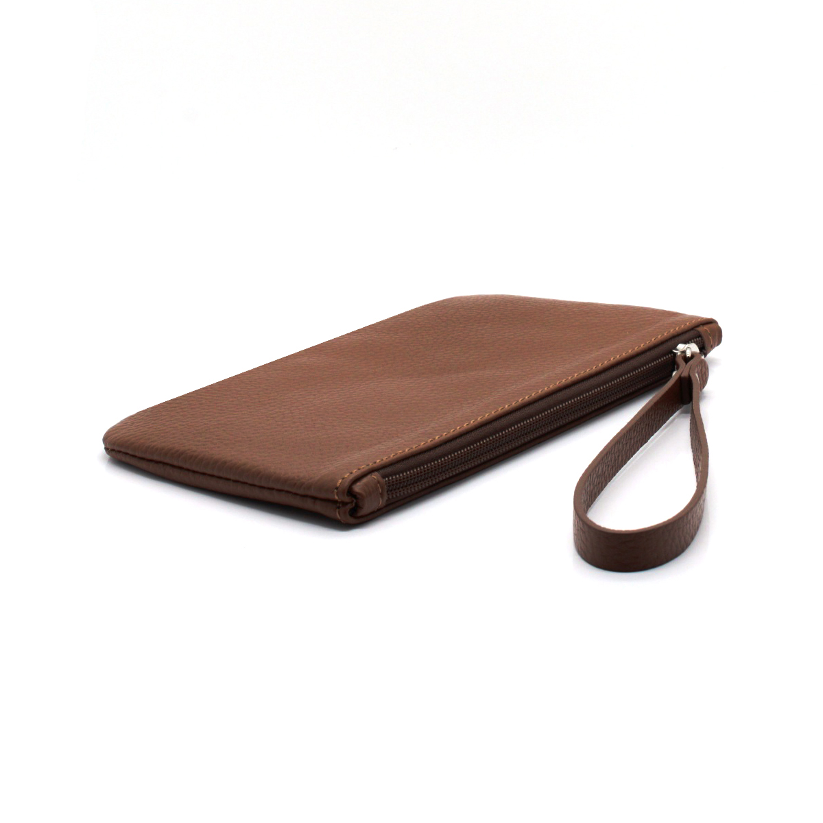 Pochette Unisex in Vera Pelle Colore Cuoio Borsello da Polso