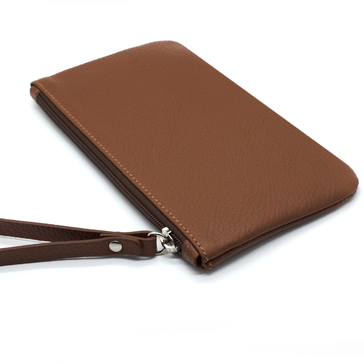 Pochette Unisex in Vera Pelle Colore Cuoio Borsello da Polso
