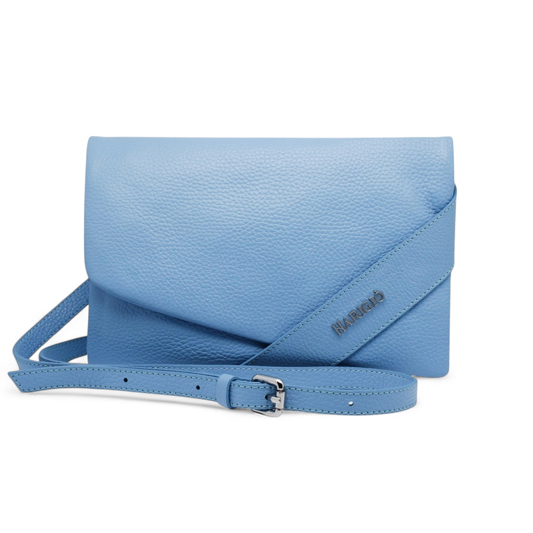 Borsa da Donna in Vera Pelle con Tracolla Regolabile Celeste