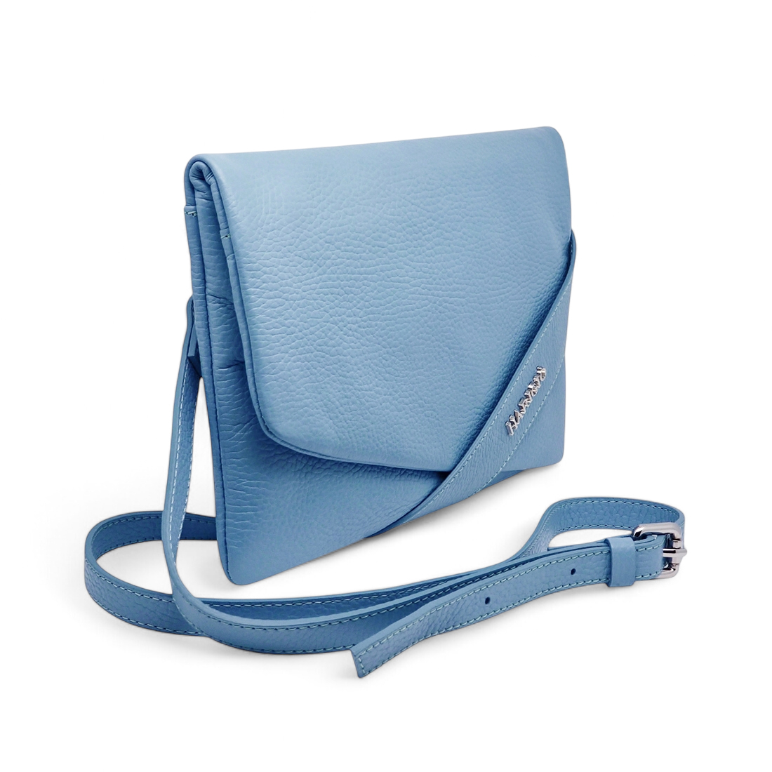 Borsa da Donna in Vera Pelle con Tracolla Regolabile Celeste