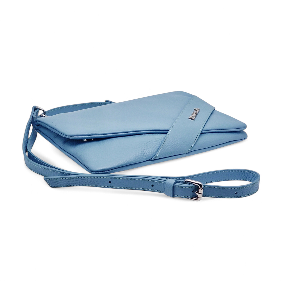 Borsa da Donna in Vera Pelle con Tracolla Regolabile Celeste