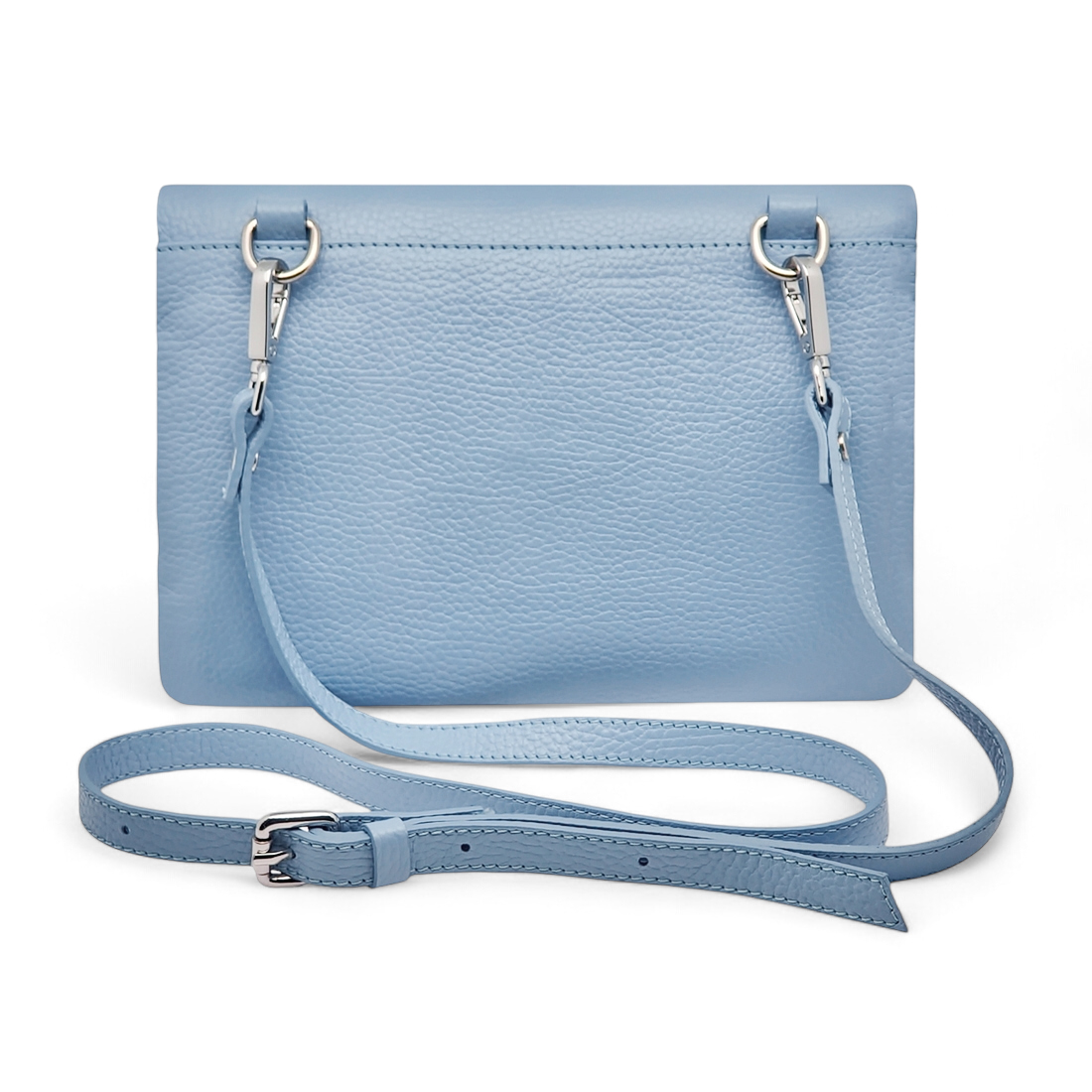 Borsa da Donna in Vera Pelle con Tracolla Regolabile Celeste