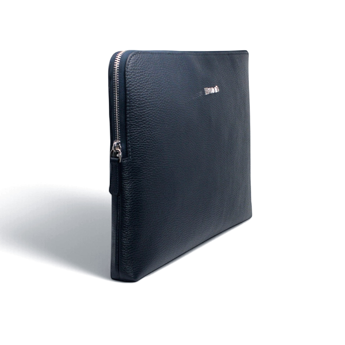 Borsa Portadocumenti Cartella Porta Tablet A4 in Vera Pelle Blu con Manico Removibile e Moschettone