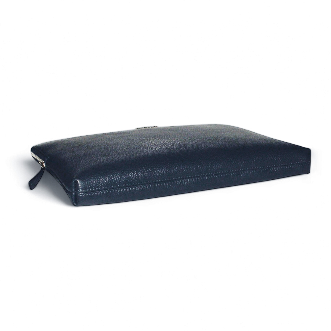 Borsa Portadocumenti Cartella Porta Tablet A4 in Vera Pelle Blu con Manico Removibile e Moschettone